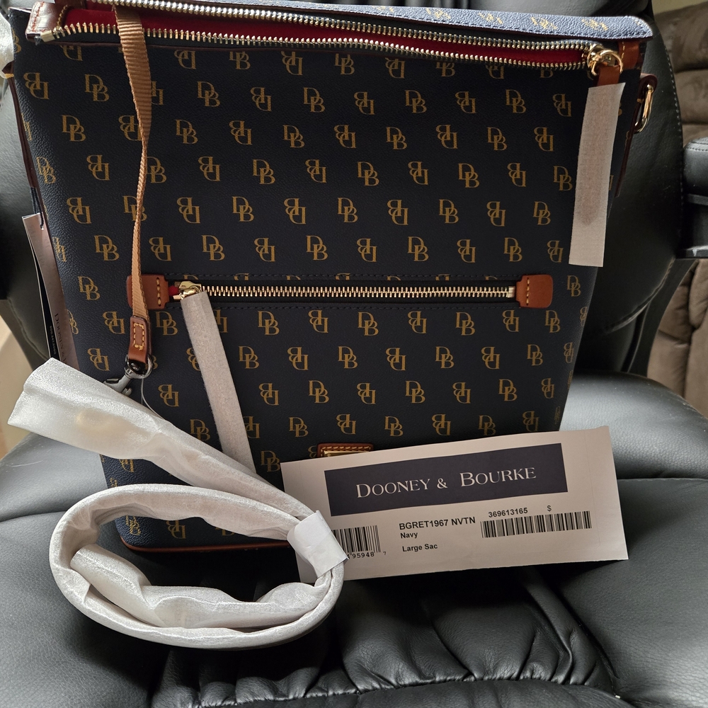 Dooney & Bourke Navy and Gold Tote Bag